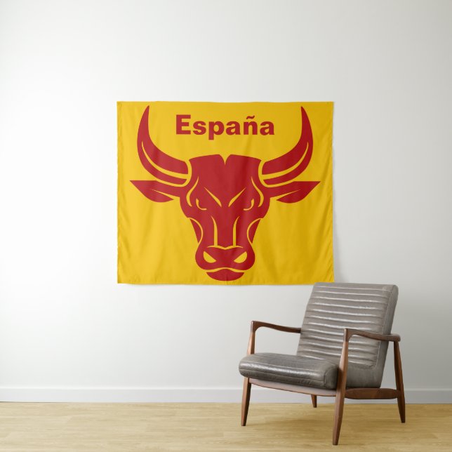 Stylised Bull custom text tapestry (In Situ (Horizontal))