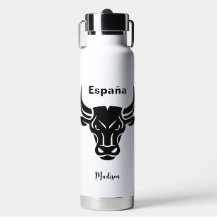 Stylised Bull custom text Water Bottle