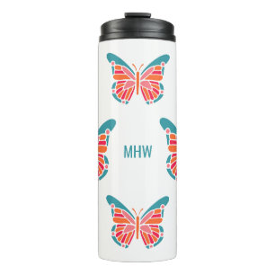 Stylised Butterflies custom monogram tumbler