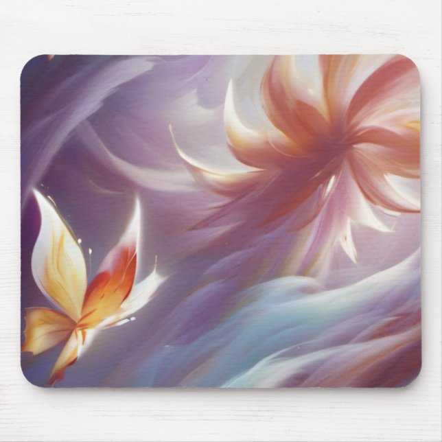 Stylised Butterfly and Flower Mouse Mat (Front)