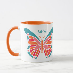 Stylised Butterfly custom monogram mugs