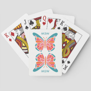 Stylised Butterfly custom monogram playing cards