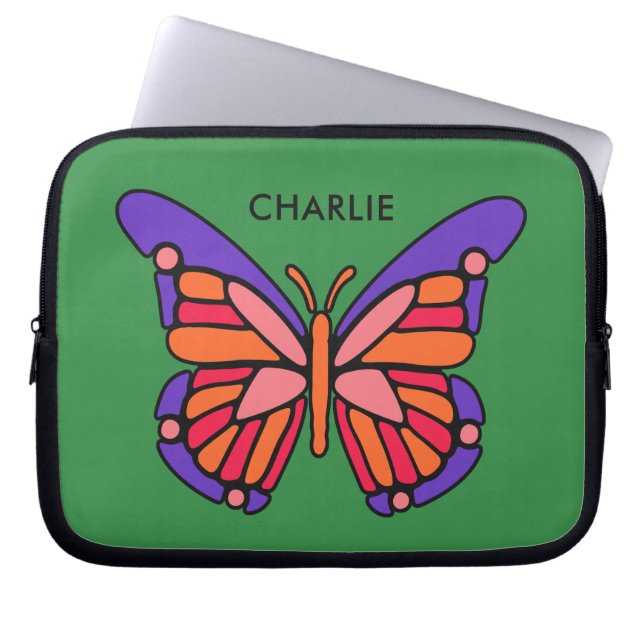 Stylised Butterfly custom name laptop sleeves (Front)