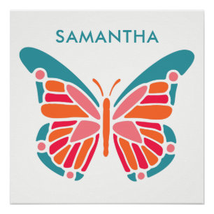 Stylised Butterfly custom name poster