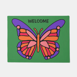 Stylised Butterfly custom text & colour door mats