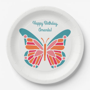 Stylised Butterfly custom text paper plates