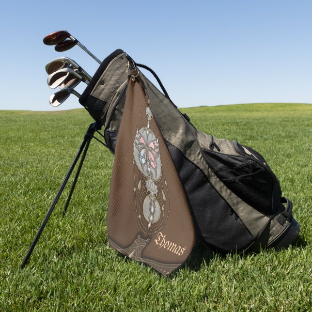 Stylised butterfly  golf towel (Green)