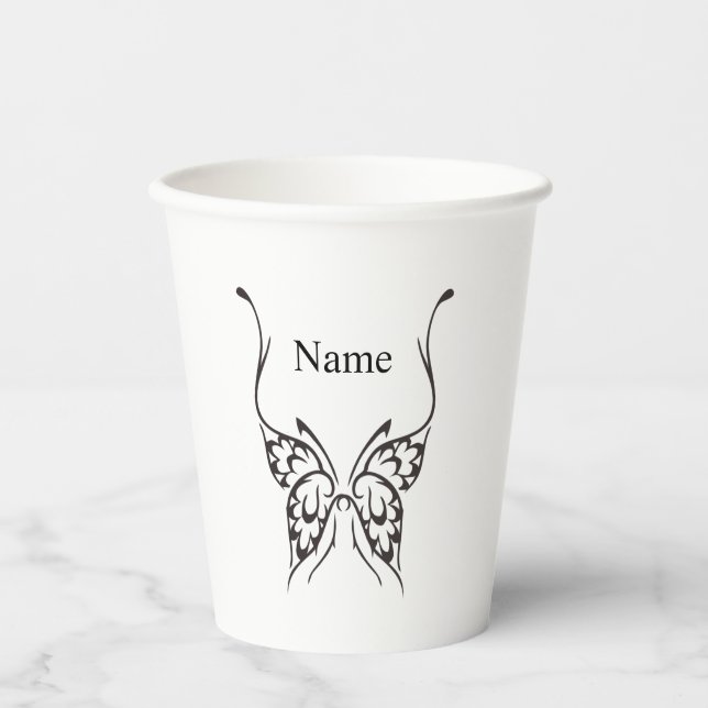 Stylised Butterfly Tattoo Art Illustration Paper Cups (Front)