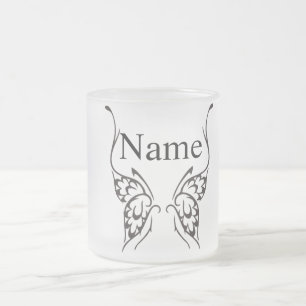 Stylised Butterfly Tattoo Thunder_Cove Frosted Glass Coffee Mug