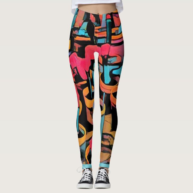 Stylised Cactus Funky Leggings (Front)