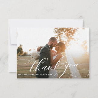 Stylised Calligraphy lettering wedding  Thank You Card
