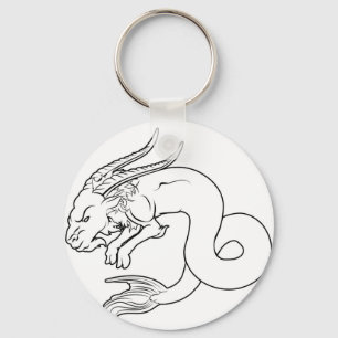 Stylised Capricorn sea goat illustration Key Ring