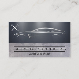 Stylised Car   Auto Repair Wrench Logo  Business Card