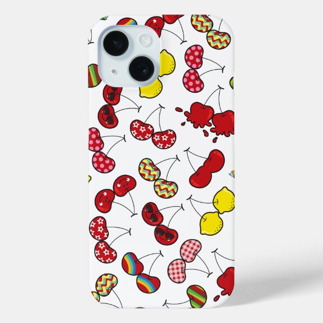 Stylised Cartoon Funny Cheeky Red Cherries Pattern Case-Mate iPhone Case (Back)