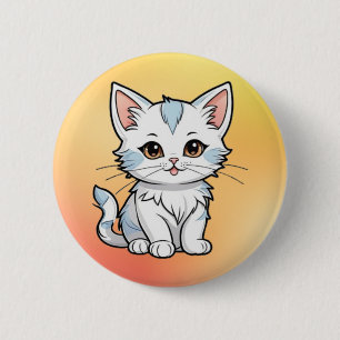 Stylised Cat Cartoon Line Art Design-52316 6 Cm Round Badge