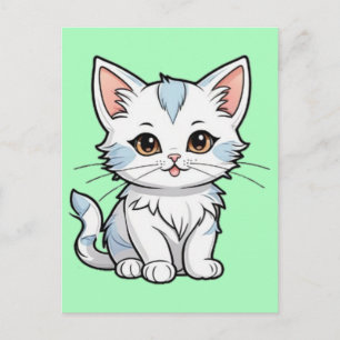 Stylised Cat Cartoon Line Art Design-52316 Postcard