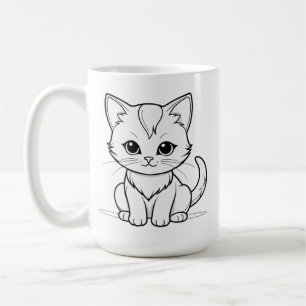 Stylised Cat Kitten Line Art Design-52315 Coffee Mug