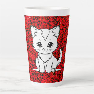 Stylised Cat Kitten Line Art Design-52315 Latte Mug