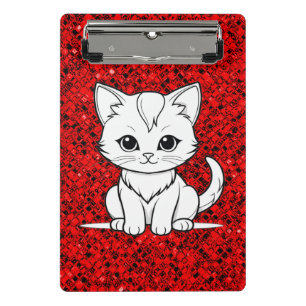 Stylised Cat Kitten Line Art Design-52315 Mini Clipboard