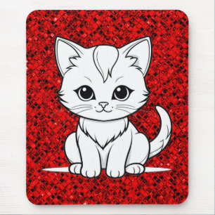 Stylised Cat Kitten Line Art Design-52315 Mouse Mat