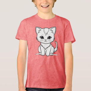 Stylised Cat Kitten Line Art Design-52315 Tri-Blend Shirt