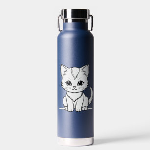 Stylised Cat Kitten Line Art Design-52315 Water Bottle