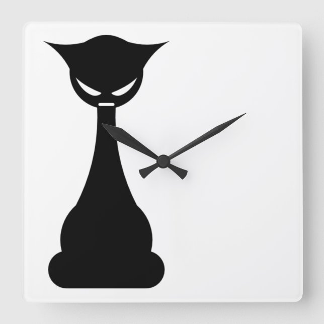 Stylised Cat Wall Clock (Front)