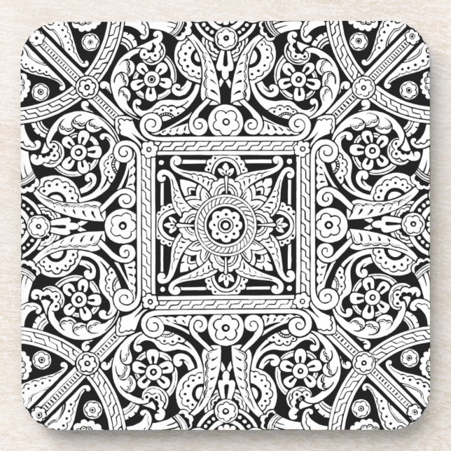 Stylised ceiling panel design, 1870 coaster (Front)