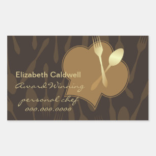 Stylised Chef's Hat & Golden Fork & Spoon Sticker