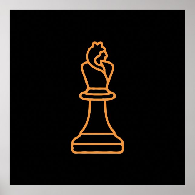 Stylised Chess Queen Illustration over Black Poster (Front)