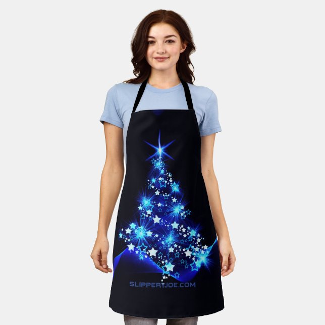 stylised Christmas tree SlipperyJoe glowing blue s Apron (Worn)