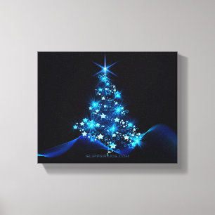 stylised Christmas tree SlipperyJoe glowing blue s Canvas Print