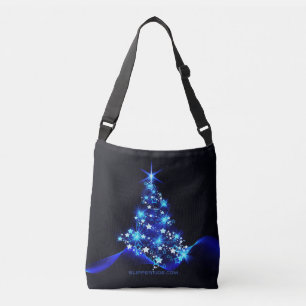 stylised Christmas tree SlipperyJoe glowing blue s Crossbody Bag