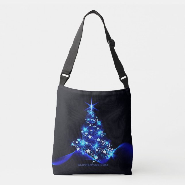 stylised Christmas tree SlipperyJoe glowing blue s Crossbody Bag (Front)