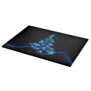 stylised Christmas tree SlipperyJoe glowing blue s Cutting Board