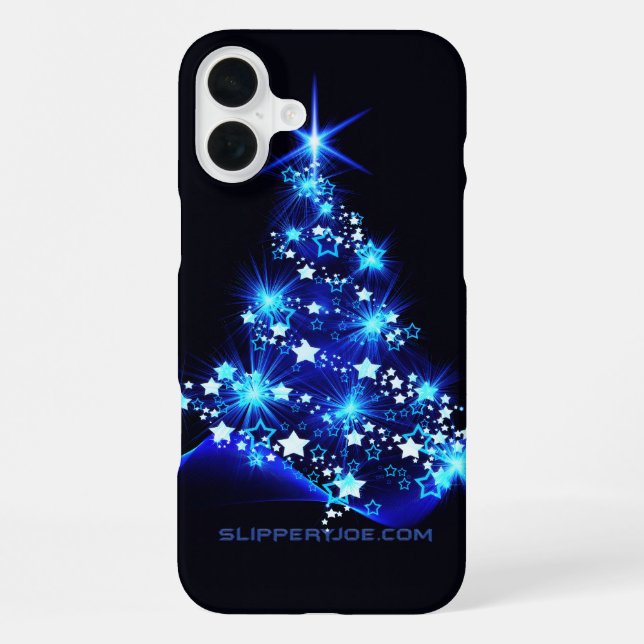 stylised Christmas tree SlipperyJoe glowing blue s iPhone Case (Back)