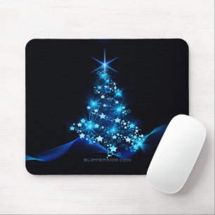 stylised Christmas tree SlipperyJoe glowing blue s Mouse Mat