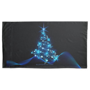 stylised Christmas tree SlipperyJoe glowing blue s Pillowcase