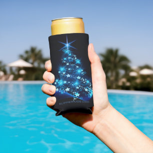 stylised Christmas tree SlipperyJoe glowing blue s Seltzer Can Cooler