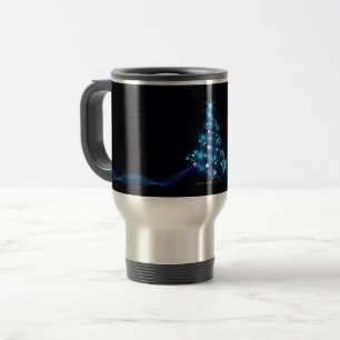 stylised Christmas tree SlipperyJoe glowing blue s Travel Mug