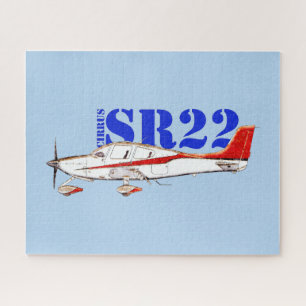 Stylised Cirrus SR22 Plane with Bold Typography Jigsaw Puzzle