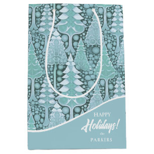 Stylised Coastal Christmas Trees Pattern#6 ID1009 Medium Gift Bag