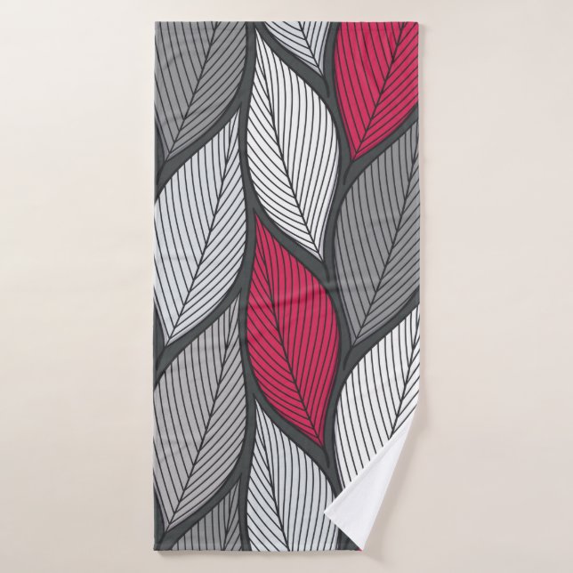 Stylised colourful leaves seamless pattern bath towel (Bath Towel)