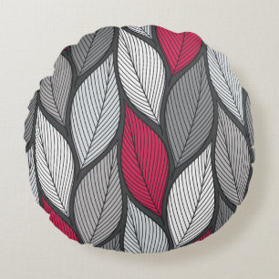 Stylised colourful leaves seamless pattern round cushion