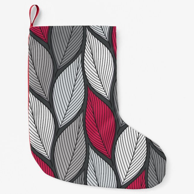 Stylised colourful leaves seamless pattern small christmas stocking (Front)