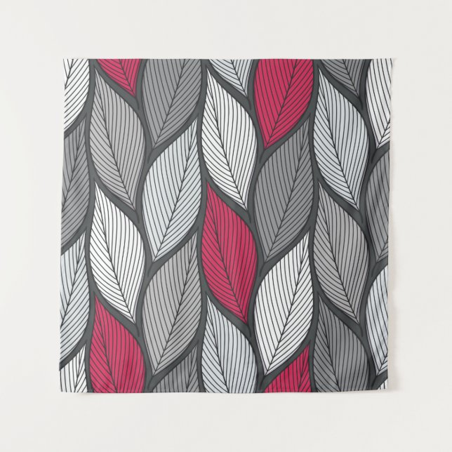 Stylised colourful leaves seamless pattern tapestry (Front)