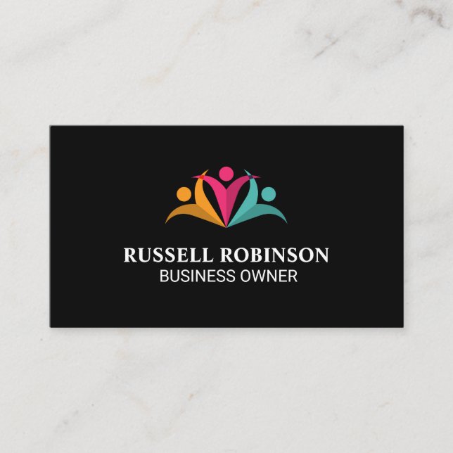 Stylised Colourful People Logo Business Card (Front)