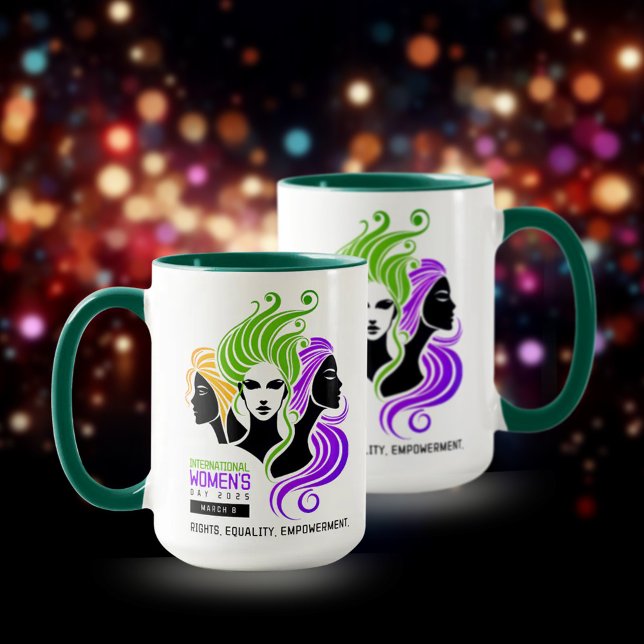 Stylised Colourful Trio of Women IWD 2025 Mug (IWD 2025 15oz Two-Tone Mugs Cover Photo)