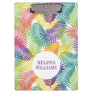 Stylised Colourful Tropical Leafs Pattern Clipboard