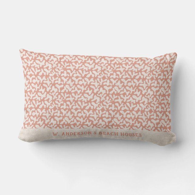Stylised Corals | Seashell Beige Textured Lumbar Cushion (Back)
